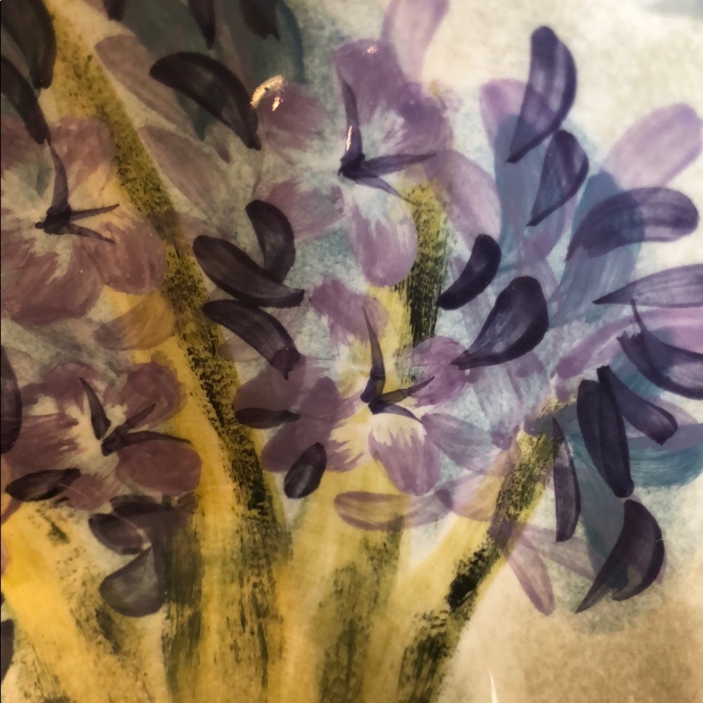 Purple and Green Ceramic Art Bowl with Floral Design Hydrangea - Picture 5 of 8